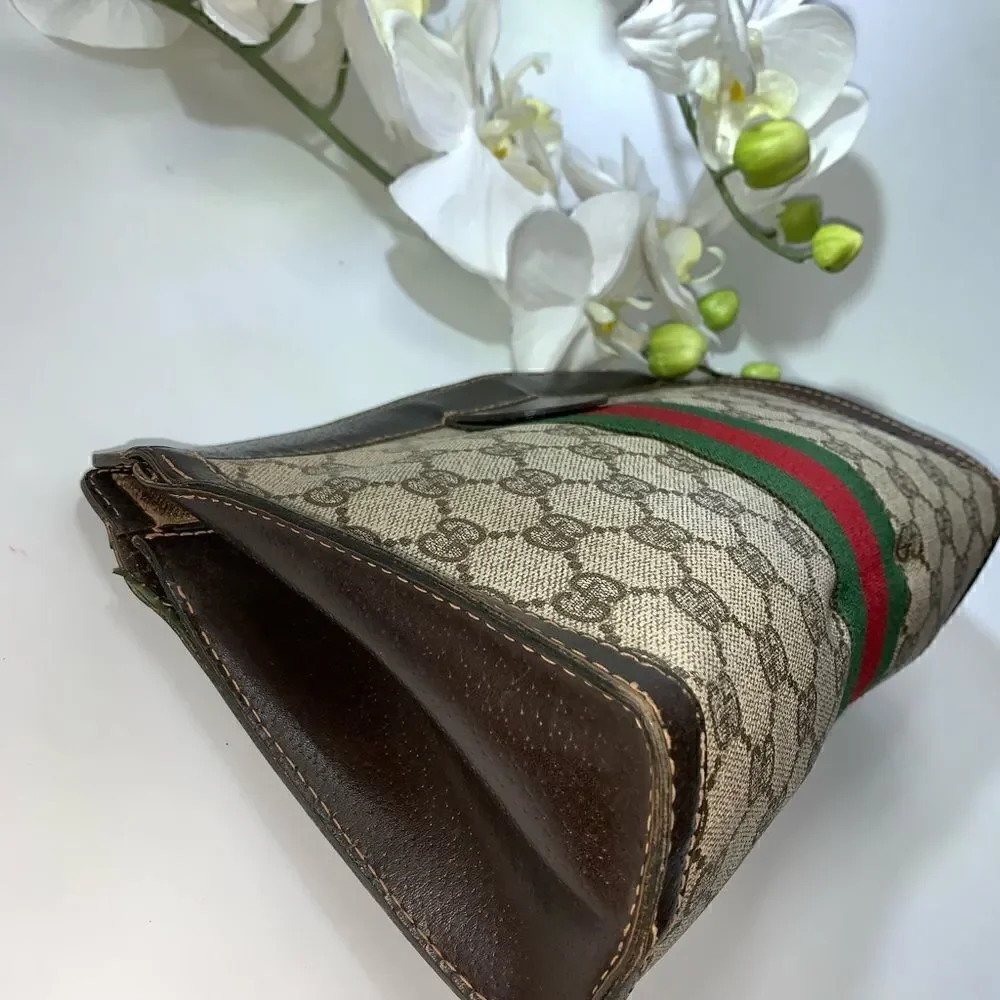 💥Authentic💥 GUCCI Web Sherry Line GG Logo Cosmetic Clutch
